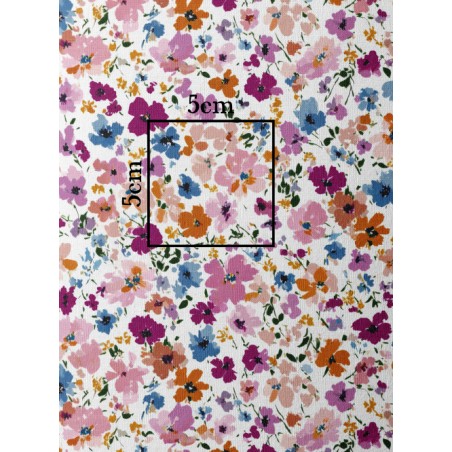 Tissu imprimé Fleurs Bloomie – Aubergine & Rose - Certifié Oeko-Tex®