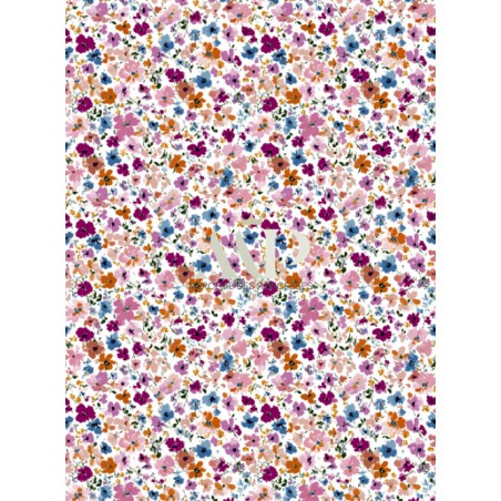 Tissu imprimé Fleurs Bloomie – Aubergine & Rose - Certifié Oeko-Tex®