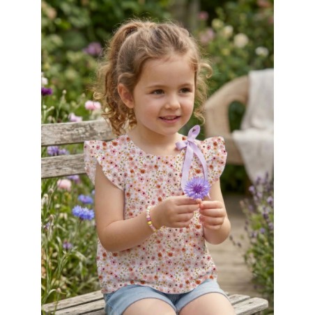 Tissu imprimé Fleurs Bloomie – Corail & Rose - Certifié Oeko-Tex®