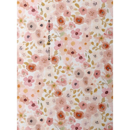 Tissu imprimé Fleurs Bloomie – Corail & Rose - Certifié Oeko-Tex®