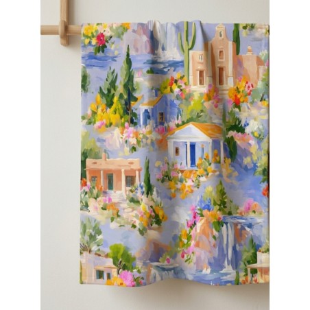 Tissu imprimé Dolce Riviera - motif paysage méditerranéen - Certifié Oeko-Tex®