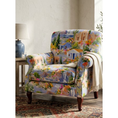 Tissu imprimé Dolce Riviera - motif paysage méditerranéen - Certifié Oeko-Tex®