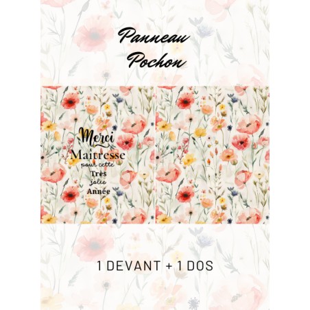 Panneau Pochon Merci Maîtresse Fleurs Coquelicot