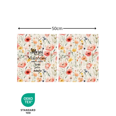 Panneau Pochon Merci Maîtresse Fleurs Coquelicot