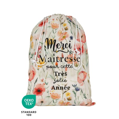 Panneau Pochon Merci Maîtresse Fleurs Coquelicot