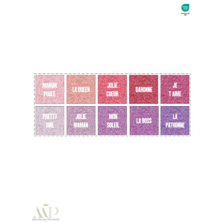 Panneau 10 Lingettes Lavables Maman Poule – Messages Maman Fun & Positifs Impression Pailleté – DIY Couture