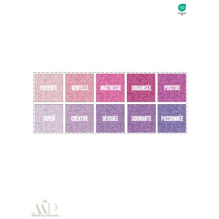 Panneau 10 Lingettes Lavables Spécial Maîtresse Rose – Messages Positifs Impression Pailleté – DIY Couture