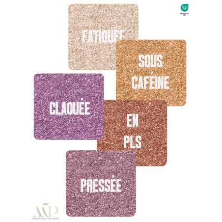 Panneau 10 Lingettes Lavables Maman Débordée & Sans Filtre – Impression Pailleté – DIY Couture