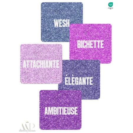 Panneau 10 Lingettes Lavables Girl Attitude Fun, Stylée & Sans Filtre  – Impression Pailleté – DIY Couture