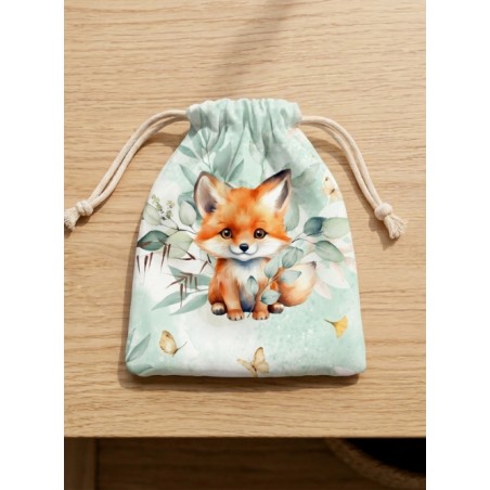 Tissu imprimé “Petit Renard Vert D'eau” – aquarelle - Certifié Oeko-Tex®