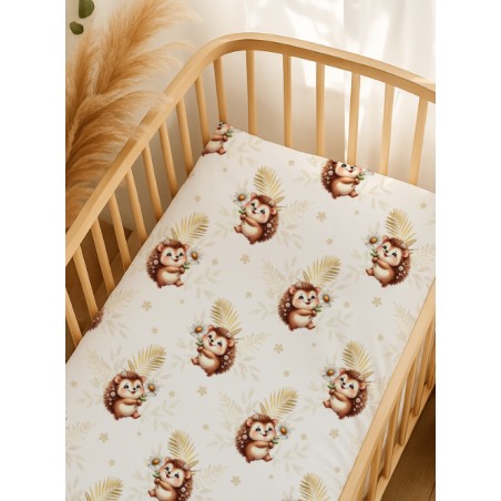 Tissu imprimé “Hérisson Et Marguerite” – aquarelle - Certifié Oeko-Tex®