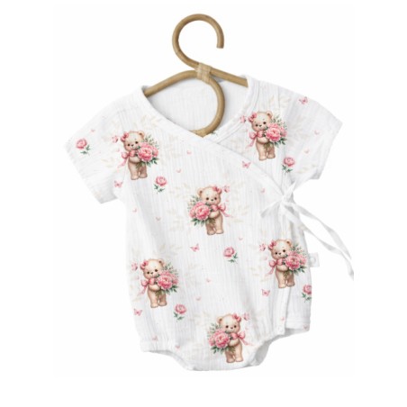 Tissu imprimé “Pivoine et Marguerite” – aquarelle - Certifié Oeko-Tex®