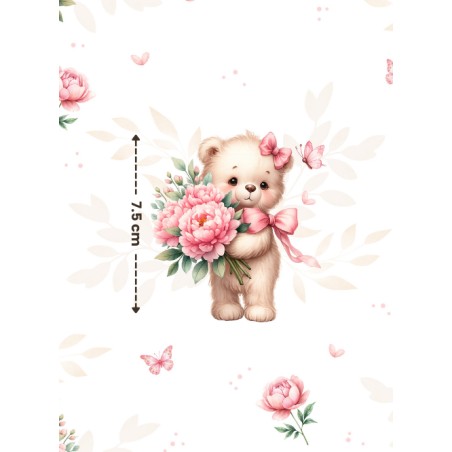 Tissu imprimé “Pivoine et Marguerite” – aquarelle - Certifié Oeko-Tex®