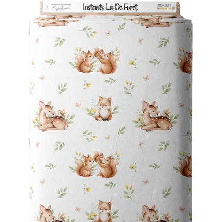 Tissu imprimé “Instants De La Forêt” – aquarelle - Certifié Oeko-Tex®