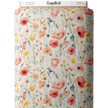 Tissu imprimé Fleurs Coquelicot - Certifié Oeko-Tex®