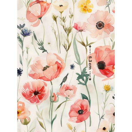 Tissu imprimé Fleurs Coquelicot - Certifié Oeko-Tex®