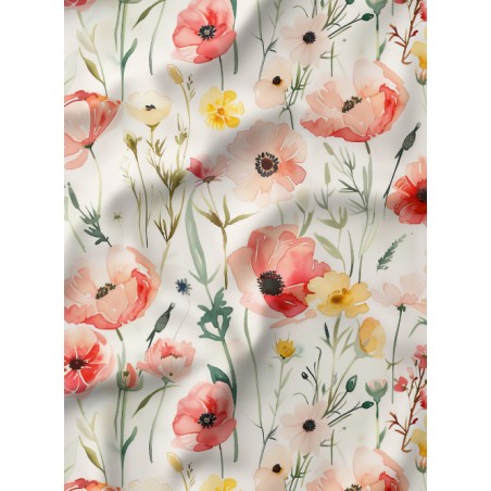 Tissu imprimé Fleurs Coquelicot - Certifié Oeko-Tex®
