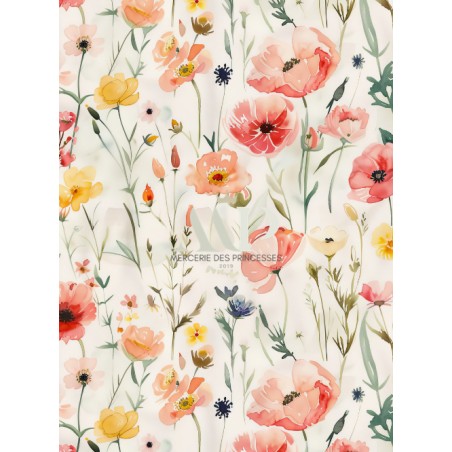 Tissu imprimé Fleurs Coquelicot - Certifié Oeko-Tex®