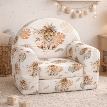 Tissu pour Housse de Fauteuil Club à réaliser soi même - lion boho