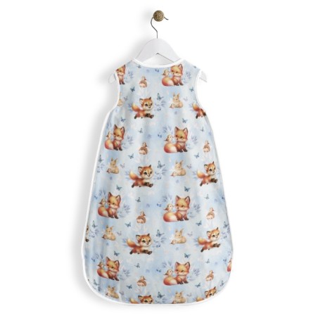 Coupon gigoteuse renard bleu – tissu coton Oeko-Tex – kit couture facile, cadeau naissance, couture DIY