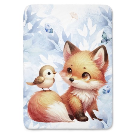 Coupon couverture Renard Bleu – Oeko-Tex – 75x100, 100x150 ou 150x200 cm – couture facile, cadeau naissance