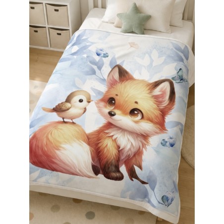 Coupon couverture Renard Bleu – Oeko-Tex – 75x100, 100x150 ou 150x200 cm – couture facile, cadeau naissance