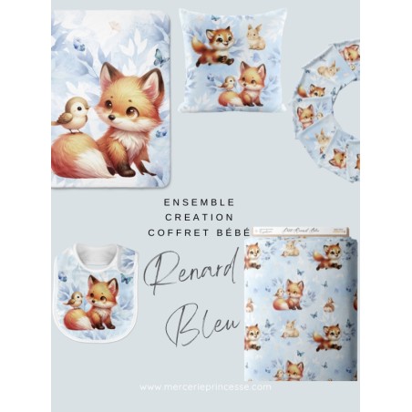 Ensemble Renard Bleu pour création Bébé, coffret de naissance complet