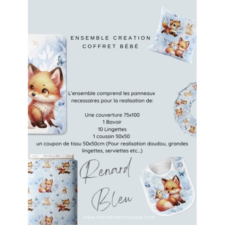 Ensemble Renard Bleu pour création Bébé, coffret de naissance complet