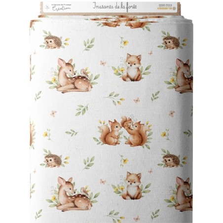 Tissu imprimé “Instants De La Forêt” – aquarelle - Certifié Oeko-Tex®