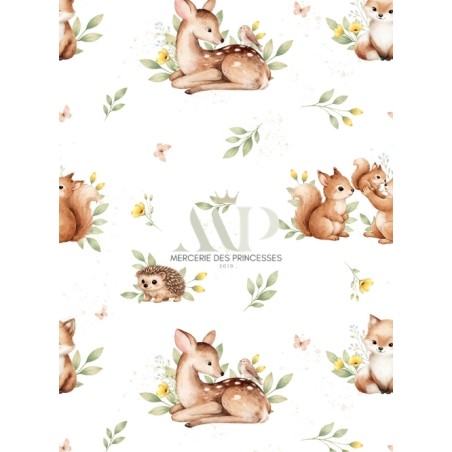 Tissu imprimé “Instants De La Forêt” – aquarelle - Certifié Oeko-Tex®