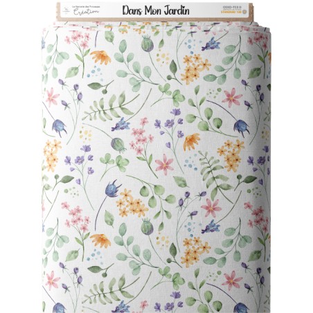 Tissu imprimé Fleurs Dans Mon Jardin - Certifié Oeko-Tex®