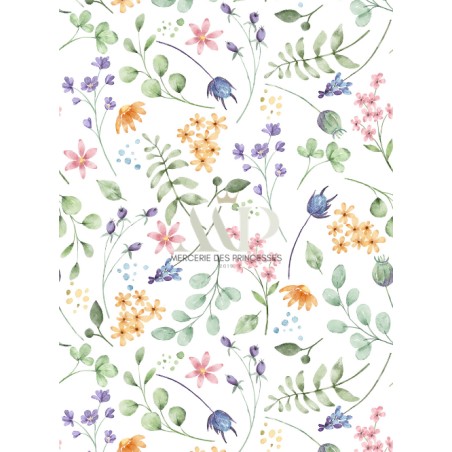 Tissu imprimé Fleurs Dans Mon Jardin - Certifié Oeko-Tex®