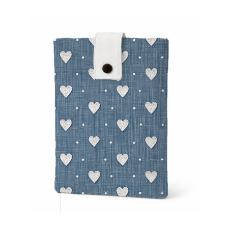 Tissu imprimé  - motif Jeans Denin Coeurs - Certifié Oeko-Tex®