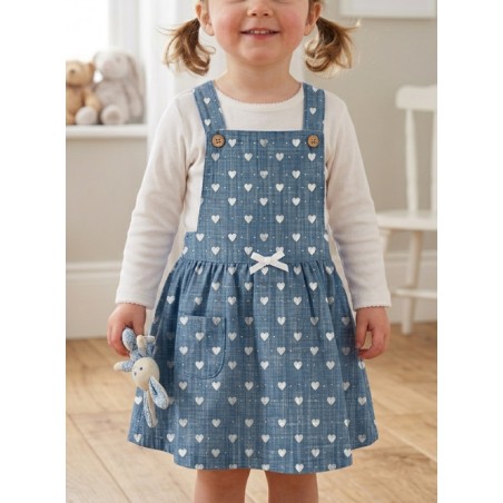 Tissu imprimé  - motif Jeans Denin Coeurs - Certifié Oeko-Tex®