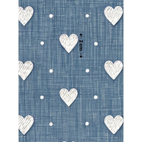 Tissu imprimé  - motif Jeans Denin Coeurs - Certifié Oeko-Tex®