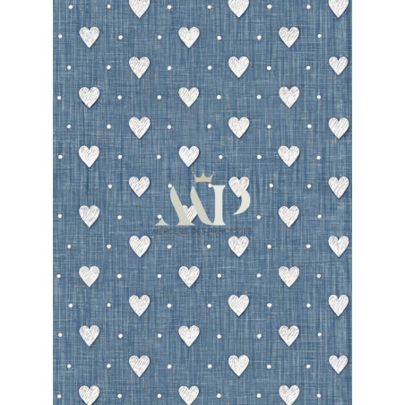 Tissu imprimé  - motif Jeans Denin Coeurs - Certifié Oeko-Tex®