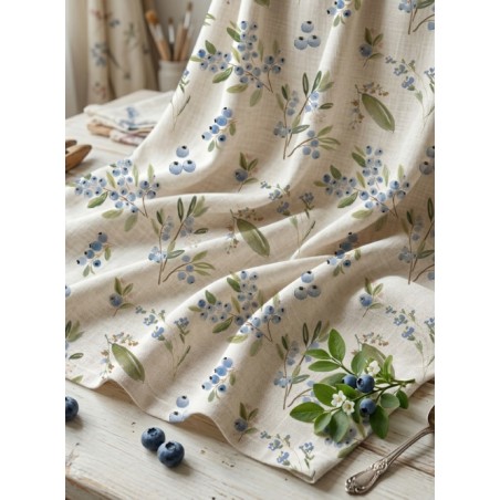 Tissu coton imprimé fruit Blueberry- Certifié Oeko-Tex®