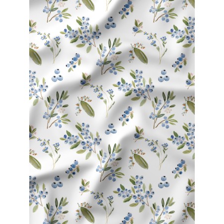 Tissu coton imprimé fruit Blueberry- Certifié Oeko-Tex®