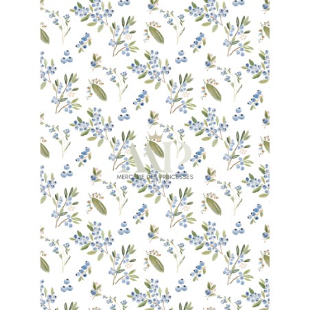 Tissu coton imprimé fruit Blueberry- Certifié Oeko-Tex®