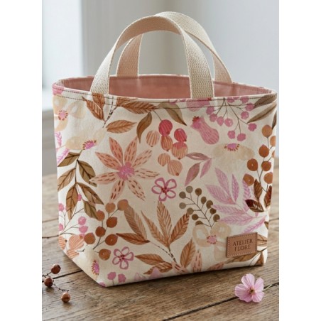 Tissu coton imprimé Fleurs Sauvages Saumon - Certifié Oeko-Tex®