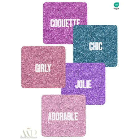 Panneau 10 Lingettes Lavables 100% Girly  – Impression Pailleté – DIY Couture