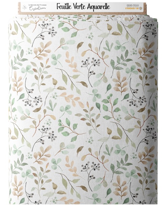 Tissu coton imprimé Feuille...