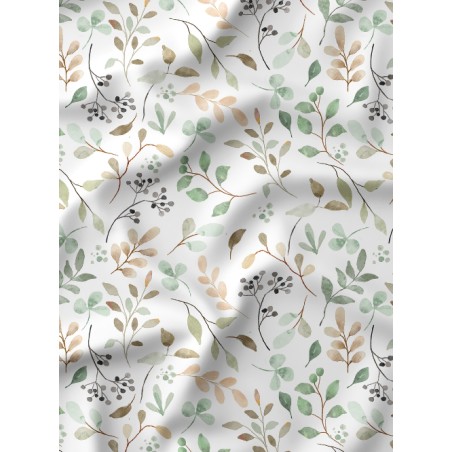 Tissu coton imprimé Feuille Verte Aquarelle - Certifié Oeko-Tex®
