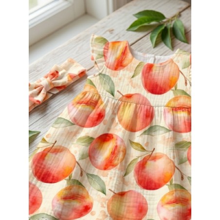 Tissu coton imprimé fruit Douceur De Pêche - Certifié Oeko-Tex®