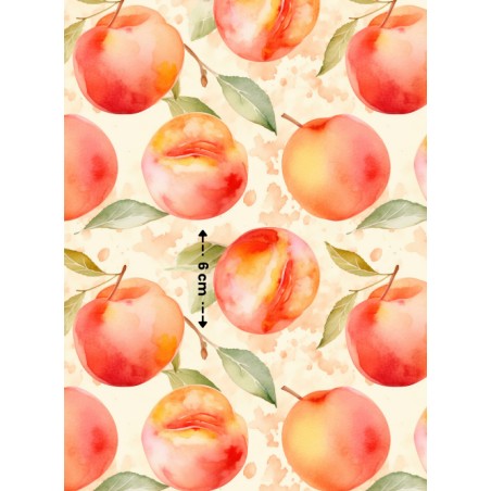 Tissu coton imprimé fruit Douceur De Pêche - Certifié Oeko-Tex®