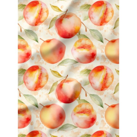 Tissu coton imprimé fruit Douceur De Pêche - Certifié Oeko-Tex®
