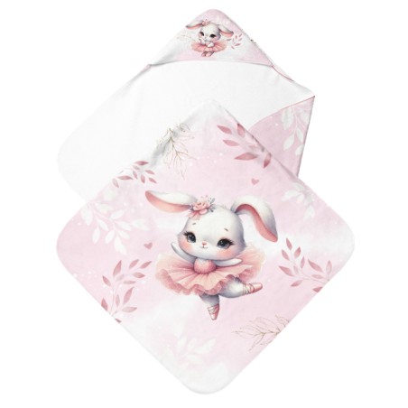 Coupon cape de bain Ballerine Bunny + 8 lingettes lavables – Oeko-Tex – kit couture facile, cadeau naissance