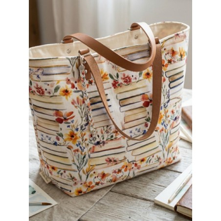 Tissu Poésie Florale Livres Fleuris Aquarelle – Motif Bibliothèque Poétique - Certifié Oeko-Tex®