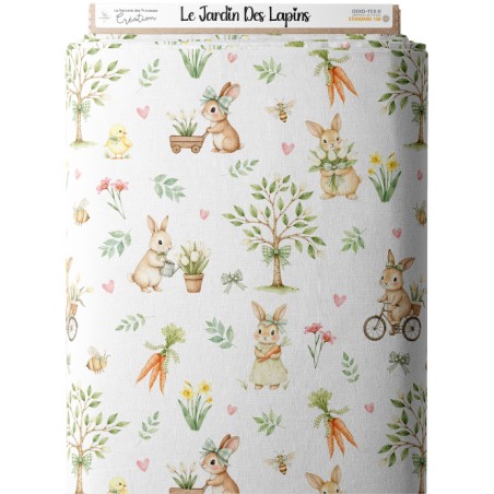Tissu coton imprimé Le Jardin Des Lapins - Certifié Oeko-Tex®