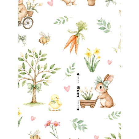 Tissu coton imprimé Le Jardin Des Lapins - Certifié Oeko-Tex®